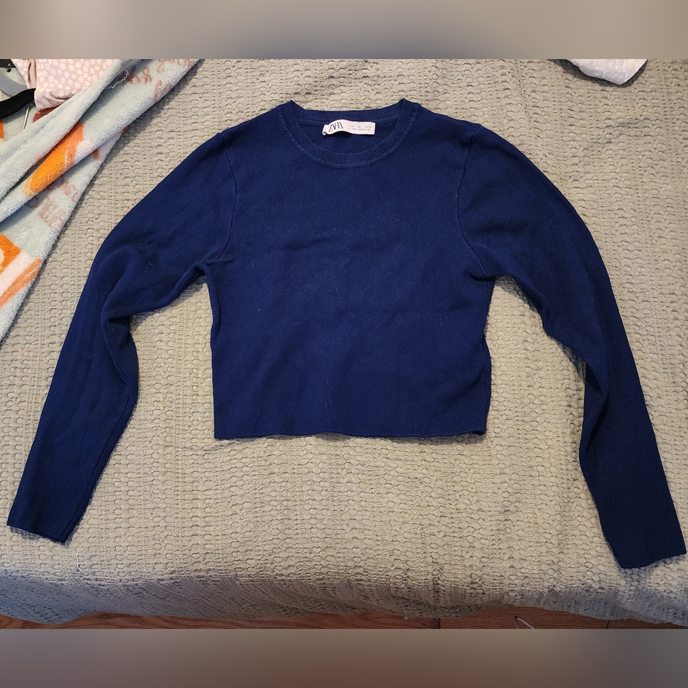 Blue Crop Top Sweater (Zara)